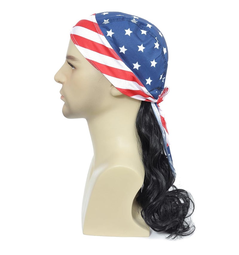 Traqur Store Mullet Wigs for Men Skull Cap 70s 80s Costumes Fancy Party Accessory Cosplay Wig Halloween Men (Black) - Image 1